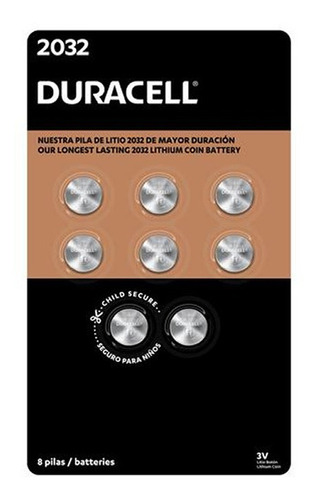 Pilas Cr2032 Duracell Coppertop De Litio 3v 8 Unidades