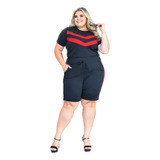 Conjunto Feminino Plus Size Blusa Bermuda Ciclista Premium