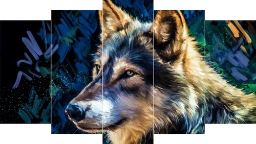 Lobo Animal Nuevos Diseños Cuadros 5 Partes
