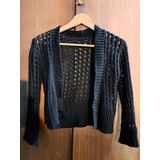 Sweater Negro Tejido Tipo Encaje Gótico Mujer Vintage 90s