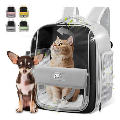 Mochila Transportadora Viaje Para Perro Gato Mascota Mediano Color Gris | MercadoLibre