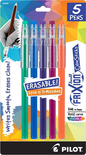 Kit 5x Plumas Gel Borrable Pilot Frixion Ball Fino Boligrafo