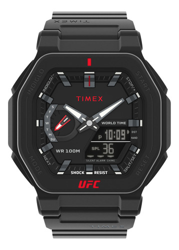 Reloj Timex Ufc Colossus 45mm Resin Strap Watch Black & Red
