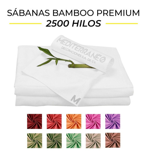 Sabanas Bambu 2500 Hilos Matrimonial Premium Varios Colores