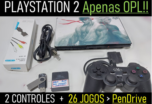 Sony Playstation 2 Ps2 Slim + 2 Controles = Apenas P/ Jogos Usb - Opl - 01