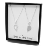 Collares Para Pareja En Plata 925 Corazón Partido Zirconias