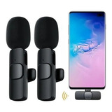 Microfone Lapela Duplo Para Gravação 4h Duração Profissional Cor iPhone