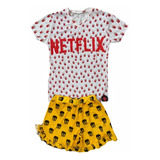 Pijama Feminino Netflix 100% Poliéster Da Ak Sports