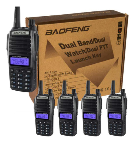 Kit 5 Rádios Comunicador Walk Talk Baofeng Dual Band Uv-82