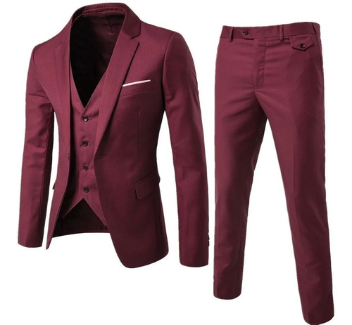 Blazer Ajustado Para Fiestas Y Bodas De Tres Piezas Para