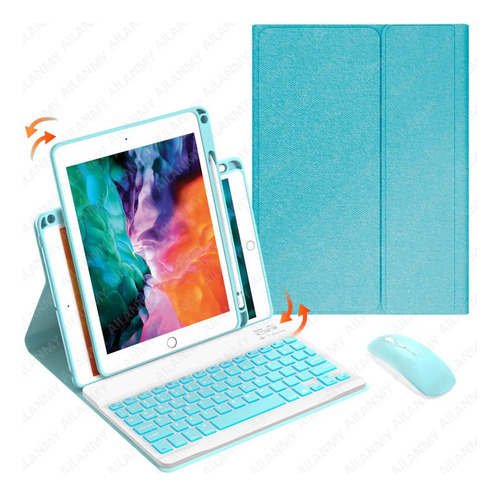 Funda Teclado Iluminado Y Mouse Para iPad 9th/8th/7th 10.2