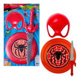 Kit Mascara Infantil Escudo E Espada Homem Aranha Brinquedo 