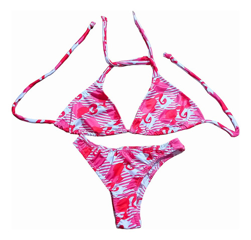 Conjunto Bikini Top Triángulo Regulable + Vedetina Estampado