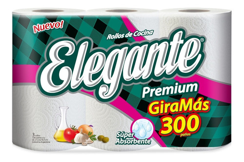 Rollo De Cocina Elegante Premium 100 Paños X3 Rollos