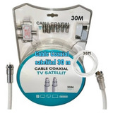 Cable Coaxial Satelital 30m 5-1000mhz Rg6 Copla Tv Splitter