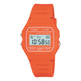 Reloj Casio F-91wm-7a Retro Digital Unisex Color De La Correa Naranja Color Del Bisel Naranja Color Del Fondo Gris