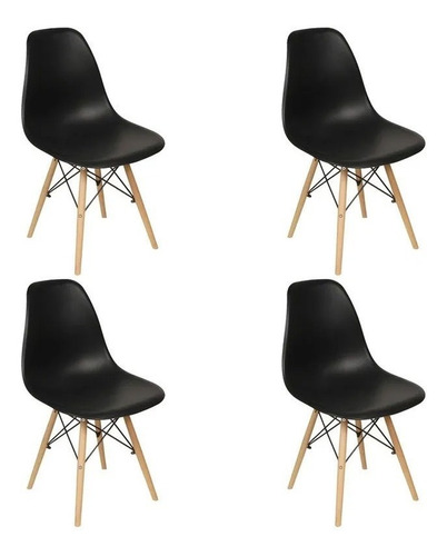 Set X4 Silla Eames De Plástico Y Madera Dsw