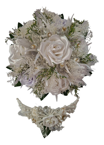 Ramo De Novia Flores Vintage Con Tocado Elegante