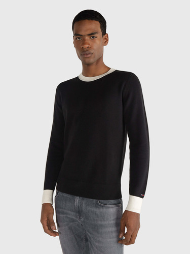 Suéter Negro De Punto Texturizado Tommy Hilfiger Hombre