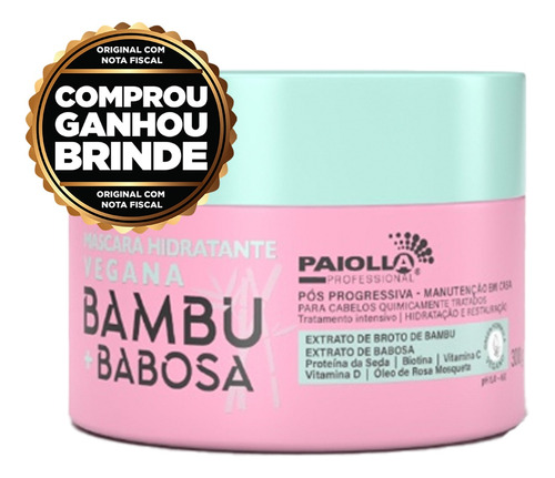 Máscara Pós Progressiva Paiolla Bambu Babosa 300g