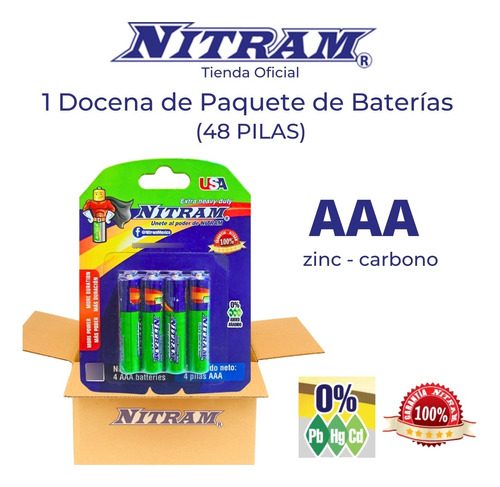 Paquete 120 Baterías Pilas Nitram Alta Duración Y Económicas