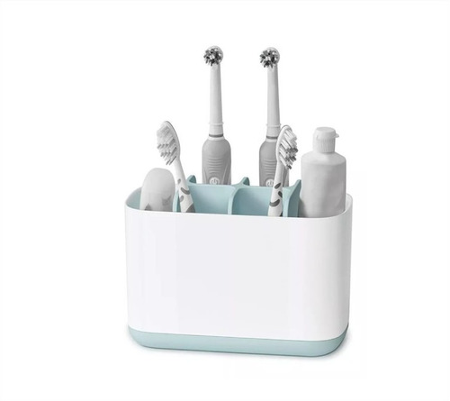 Porta Cepillo De Dientes Celeste/blanco Organizador Baño