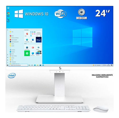 All In One Branco I5 8gb Ram Ssd 480gb Tela 24'' Wifi Webcam