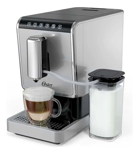 Cafetera Espresso Oster Super Autom. Molino Int. Disp. Leche Color Plateado