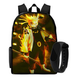 Mochila Escola Naruto Ninja Desenho Reforçada + Relogio Aula