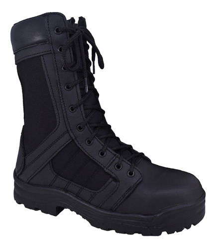 Botas Tipo Swat Militar Ligera 100% Piel Trabajo Kaki Negro