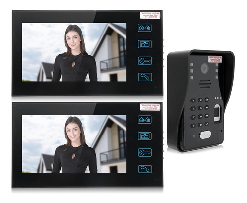 Videoportero 7 Pulgadas Doorphone 2 Monitores Huella Digital