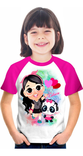 Camiseta Raglan Infantil Luluca Panda Menina  Luluca