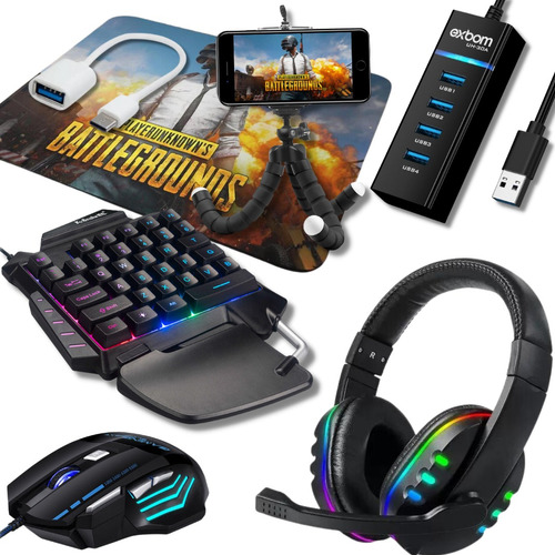 Kit Mobilador Teclado One Hand E Mouse  + Kit Cel+ Mouse Pad