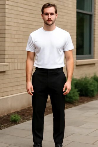 Pantalon De Vestir Yale Hombre Negro Poliester 10022 1268