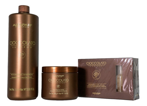 Kit Alfaparf Chocolate Shampoo + Mascarilla + Ampolletas