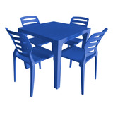 Kit Mesa E Cadeiras Casa Jardim Piscina Ultra Design - Azul