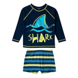 Roupa De Praia Menino Camisa Uv Infantil Sunga Boxer Tip Top