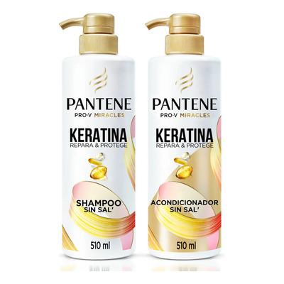Kit Shampoo Sin Sal y Acondicionador Pantene Pro-V Miracles Keratina Repara y Protege 1020mL | Envío gratis