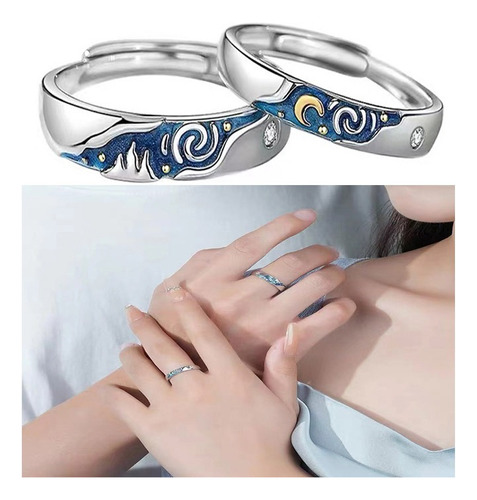 Anillos Atlante Van Gogh Plata 925 Parejas Amor Compromiso