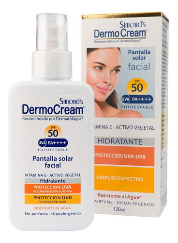 Solar Dermocream Spf 50 Pantalla Facial Hidratante (120 Ml)