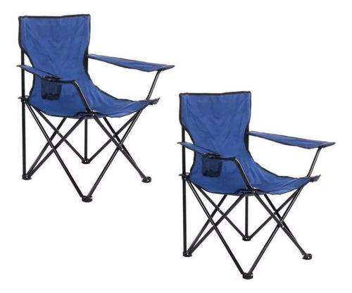 Juego X 2 Sillas Camping Plegables Reforzadas Director Azul