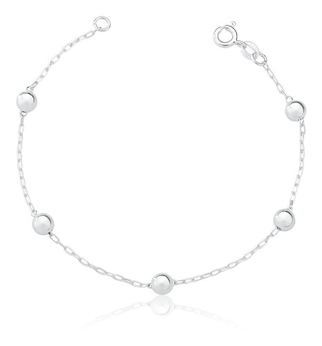 Pulseira De Prata 925 Com Bolinhas 5mm