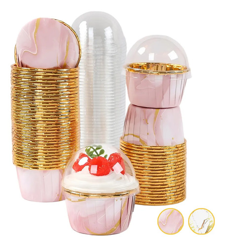 100 Moldes Pastel Vasos Desechables Con Tapa Fiesta *