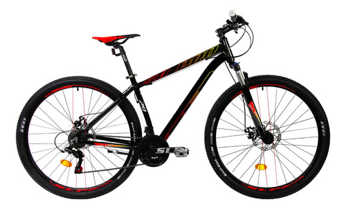 Mountain Bike Slp 50 Pro R29 L 21v Frenos De Disco Mecánico Cambios Shimano Tourney Tz500 Color Negro/rojo/amarillo Con Pie De Apoyo  