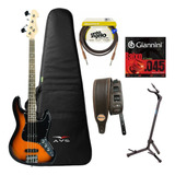 Contra Baixo 4 Cordas Michael Bm607n Sk Jazz Bass + Kit