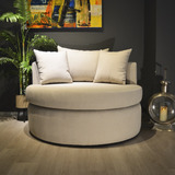 Sillon Individual Poltrona Butaca Redonda Moon Color Mojito Beige