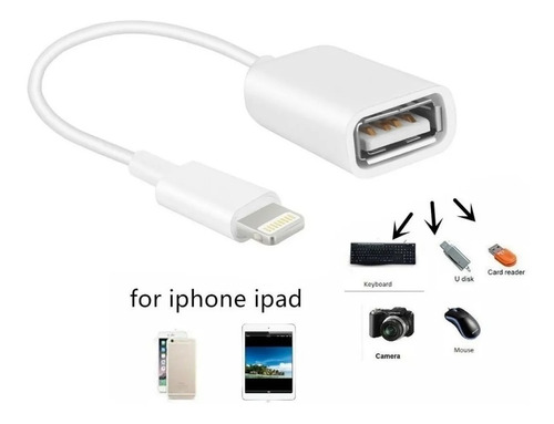 Cabo Otg iPhone E iPad Para Usb Pendrive Mouse Teclado Cor Branco