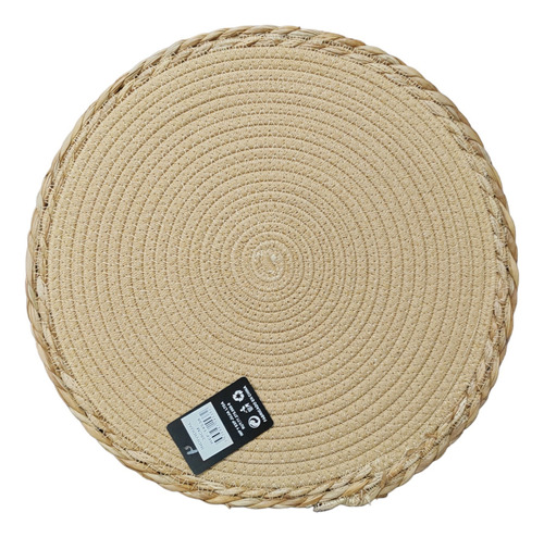 Individuales Mantel Fibra Natural Yute Rústico Beige 38 Cm Circular