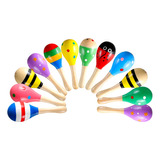 Looikoos 12 Mini Maracas De Madera Para Festivales De Ninos,