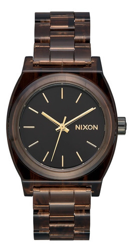 Reloj Nixon Unisex Negro Porter Leather A10581031 Color De La Correa Marrón